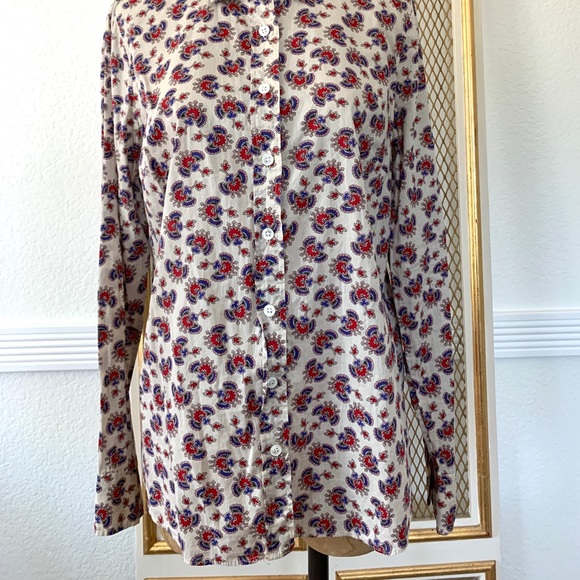 J. CREW papaya paisley printed perfect shirt 6 - Picture 2 of 7